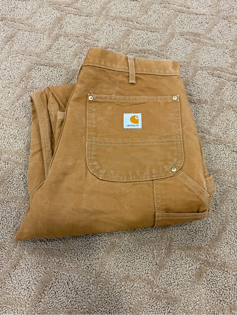 Vintage Carhartt Made in USA Double Knee Carpenter Work Pants Brown 30x33